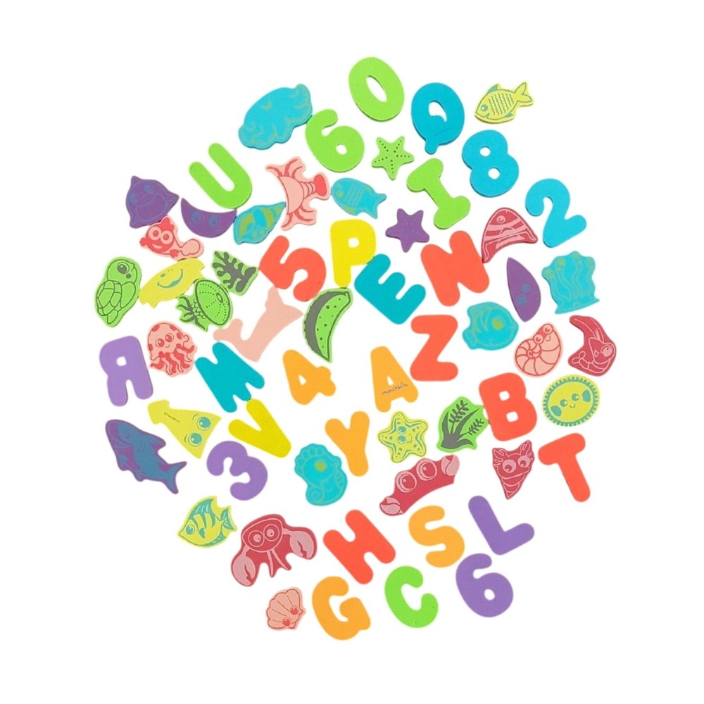 Baby Bath‎ Toys Foam Letters Numbers Sea Creatures Shells Rainbow